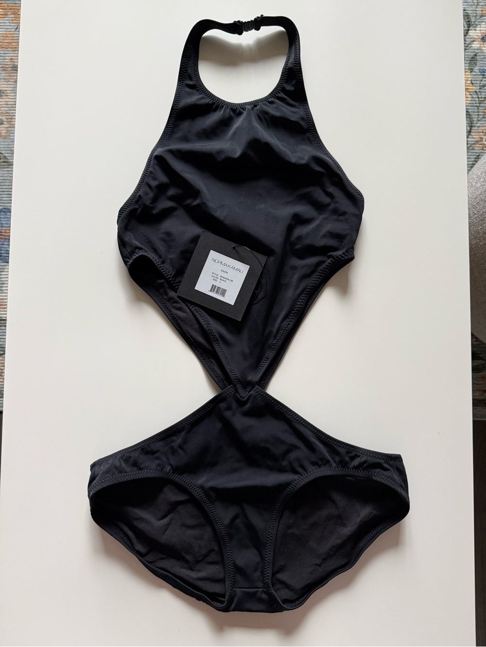 Norma Kamali Black Halter Cutout One-Piece Swimsuit